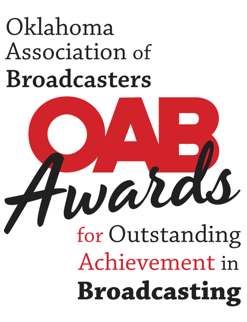 Oklahoma Association of Broadcasters Awards logo, featuring the text ‘OAB Awards for Outstanding Achievement in Broadcasting.